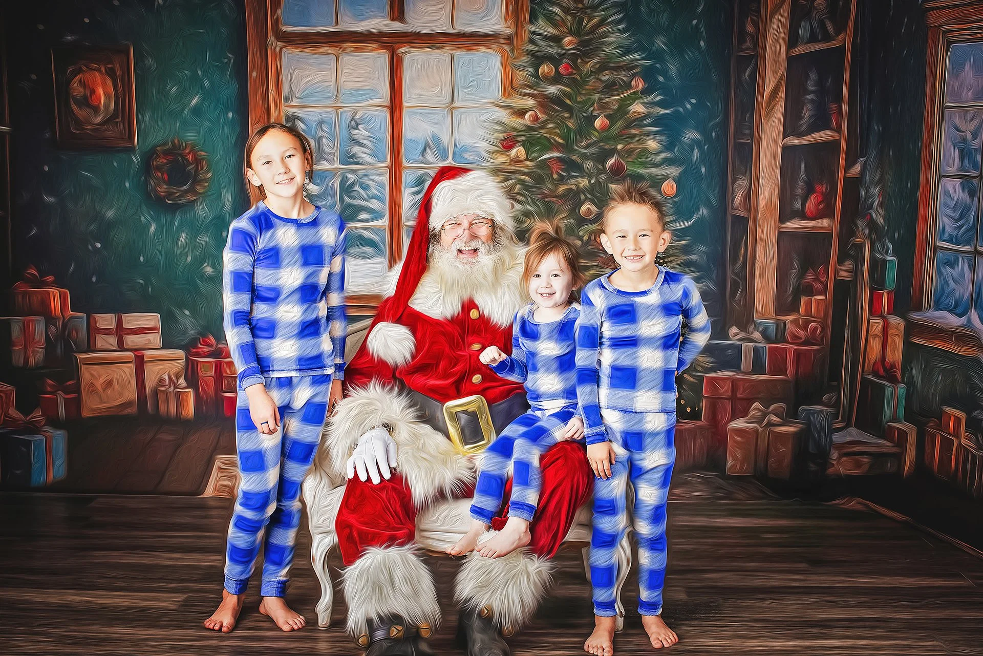 Children smiling with Santa